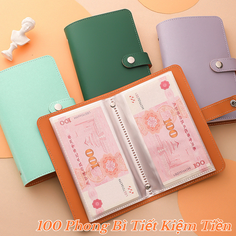 100 Phong Bì Tiết Kiệm Tiền,sổ thử thách tiết kiệm 100 ngày sổ đựng tiền có thể tái sử dụng
