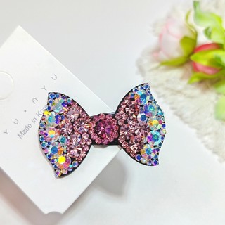 Kẹp tóc hoạt hình hình nơ bằng đá rhinestone Séc nhập khẩu, kim cương lấp lánh tinh xảo, kẹp tóc mái bên 7DKL