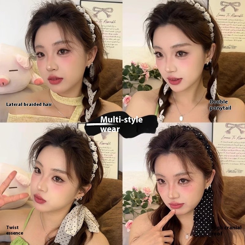 Hoa Đầu Streamer Tóc Bện Tích Hợp Đầu Nữ Phong Cách Mới Phụ Kiện Tóc Nơ Khăn Buộc