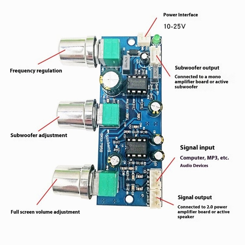 Bảng điều khiển Preamp loa siêu trầm exhila NE5532 với điều chỉnh âm trầm thụ động và Treble