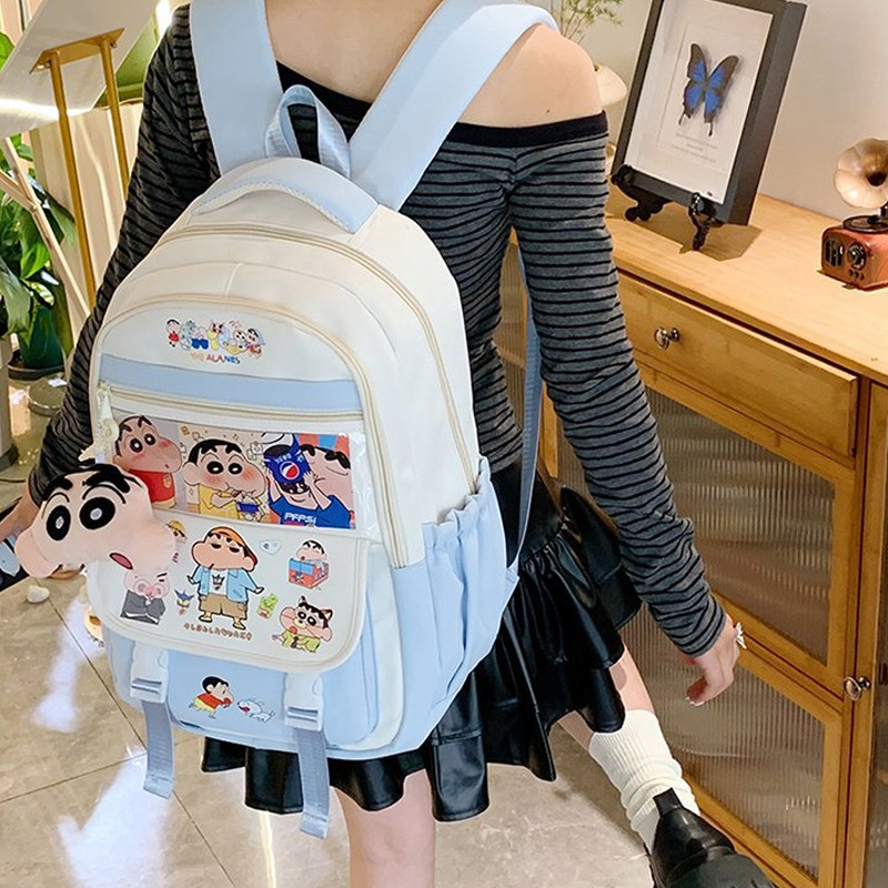 GC2 Crayon Shin-chan Ba Lô Dành Cho Học Sinh Dung Tích Lớn In Nhẹ Hoạt Hình Nữ Đi Học CG2