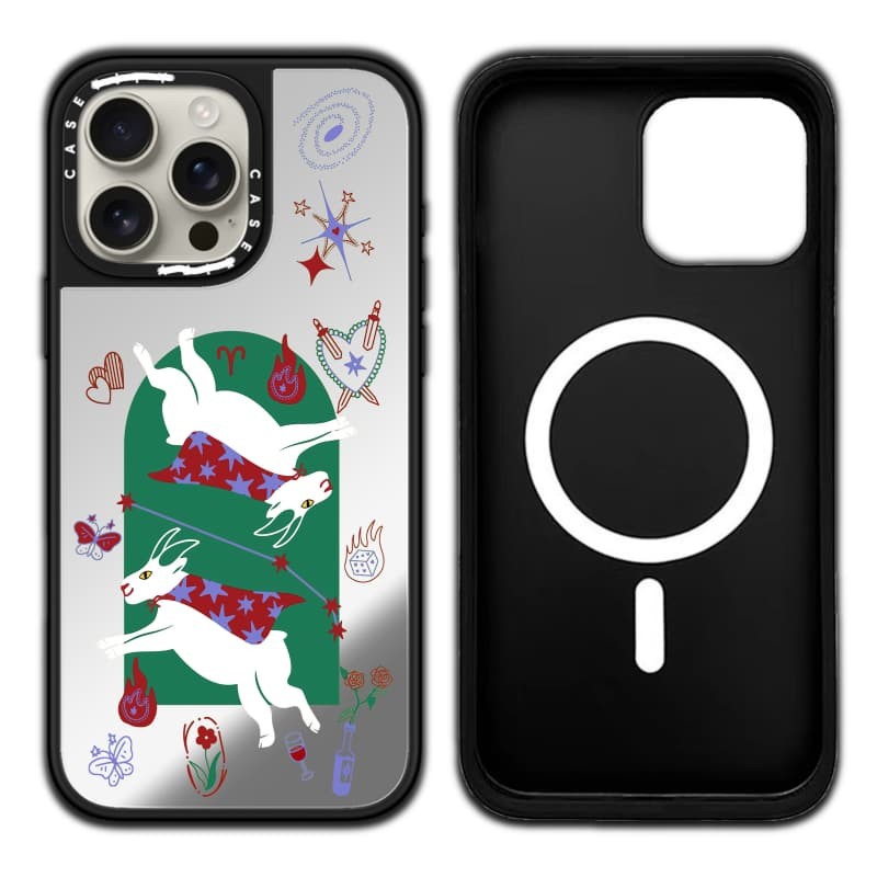 CASECASE X Bộ sưu tập Tử vi Bạch Dương Vỏ hút từ tính Vỏ IPhone Gương đen & bạc IPhone 16 15 14 13 12 Pro Max Plus Ốp lưng cứng có hộp khắc logo