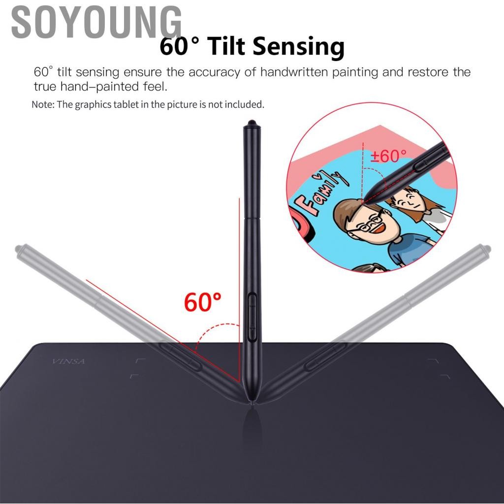 Soyoung Bút Pen Vẽ Soyoung-VN tương thích với VINSA VIN1060PLUS 2 Nút có thể tùy chỉnh Kỹ thuật số được sử dụng để vẽ và vẽ tranh