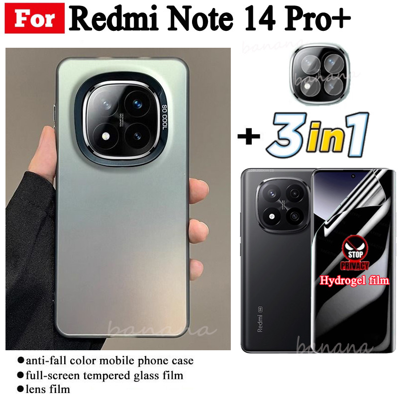 Ốp điện thoại chống sốc Redmi Note 14 Pro + có vòng sắt nam châm cho Redmi Note 14 Pro Note 14 Note 13 Phim mềm Hydrogel riêng tư + Phim ống kính máy ảnh