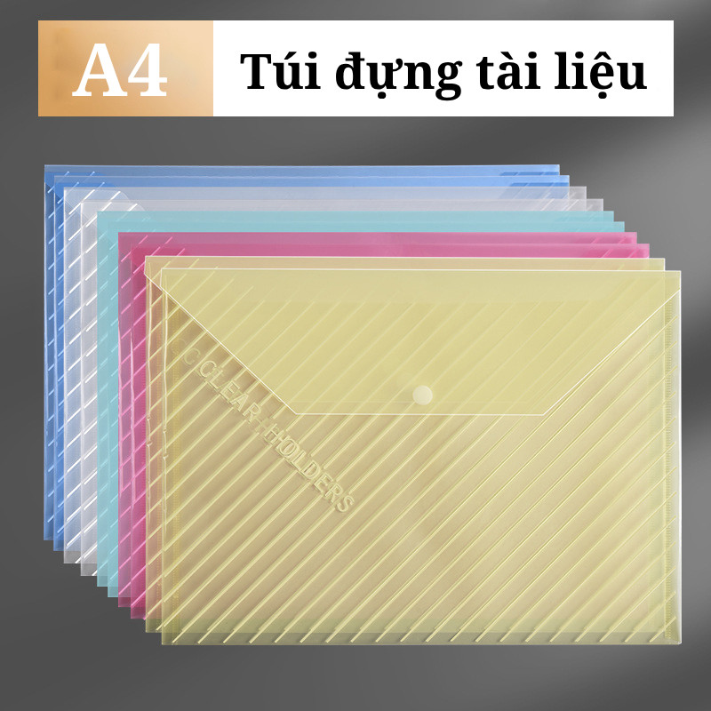 Bìa Đựng Tài Liệu A4 Nhiều Màu - Túi Clear Bag PP Bền Đẹp, Chống Thấm, Tiện Lợi Học Sinh/Văn Phòng
