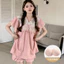 Bộ đồ ngủ nữ có đệm ngực Mùa hè 2024 mới bong bóng cotton ngọt ngào dễ thương tay ngắn mặc ở nhà