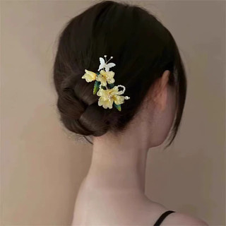 MAUROPOLI Kẹp tóc hình chữ U cao cấp phong cách Trung Quốc Magnolia, mũ đội đầu nhẹ nhàng