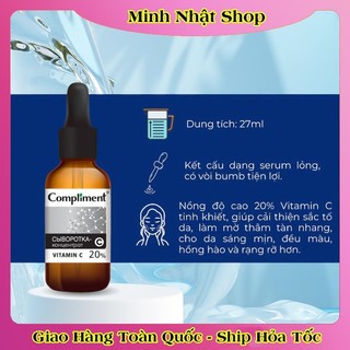 Serum Compliment 20% Vitamin C dưỡng trắng, mờ thâm, căng bóng da 27ml của Nga