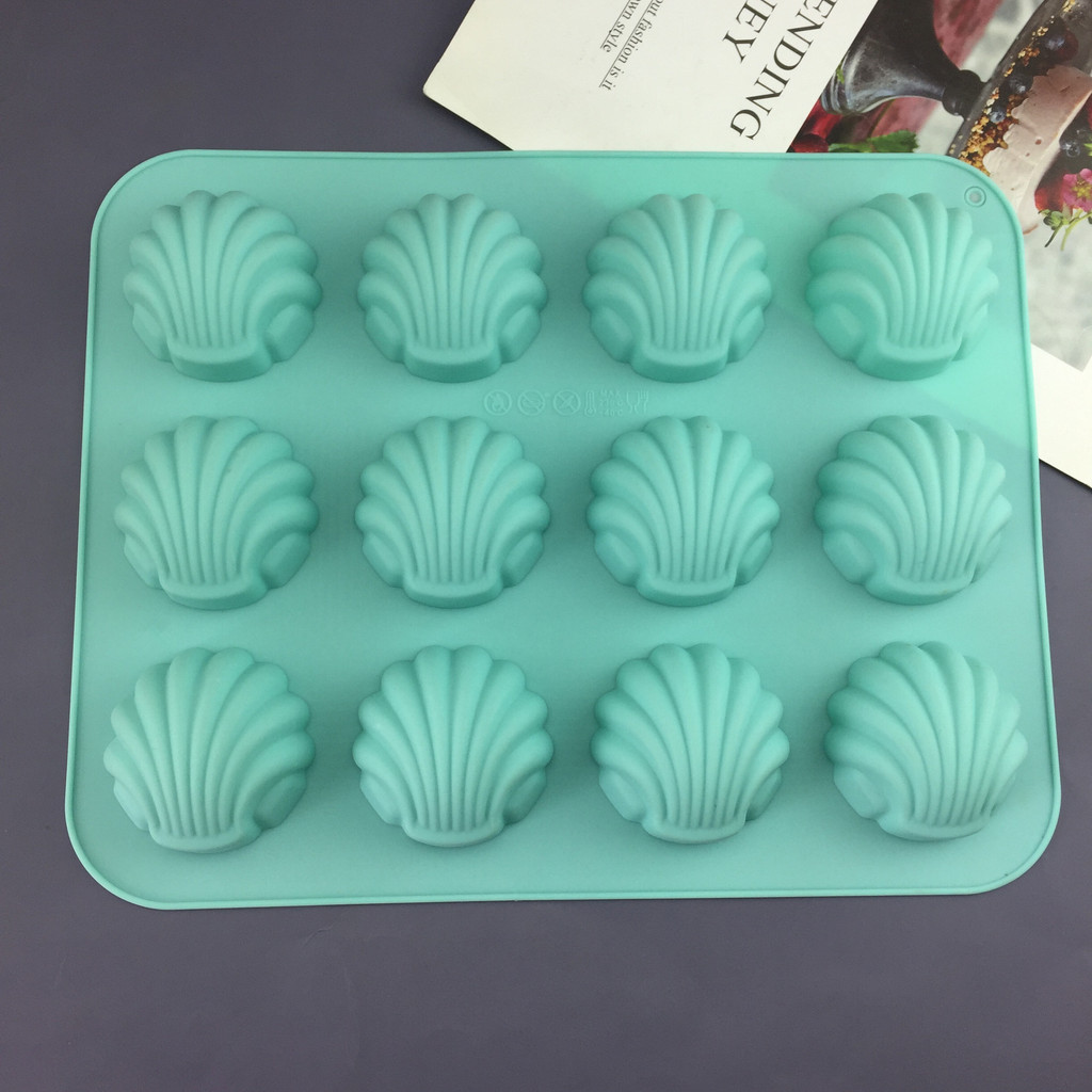 12 Khoang Vỏ Silicon Khuôn Bánh Mousse Pháp Khuôn Tự Chế Bánh Quy Sô Cô La Handmade Xà Phòng Khuôn DIY Khuôn Nướng Bánh