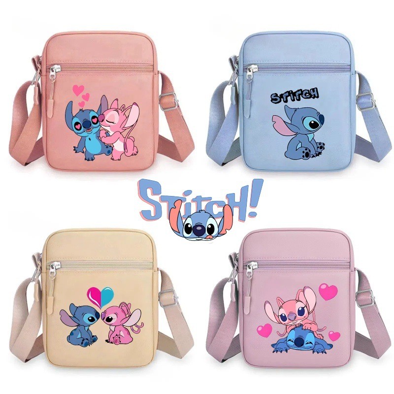 GC2 Stitch In hình bé trai và bé gái Túi đeo chéo hình vuông màu giản dị hợp thời trang nữ dễ thương Túi đeo vai CG2