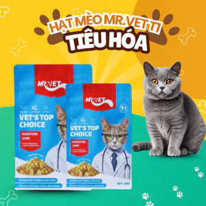 Gói Hạt 1kg Mr.Vet T1 cho Mèo ở Mọi Lứa Tuổi - Có Topping Thịt Sấy, Không Độn Đạm Giả