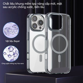 Ốp lưng TPU trong suốt cao cấp chống sốc không ố vàng hỗ trợ sạc không dây cho iPhone 16 15 14 13 Pro Max 14 15 16 Plus