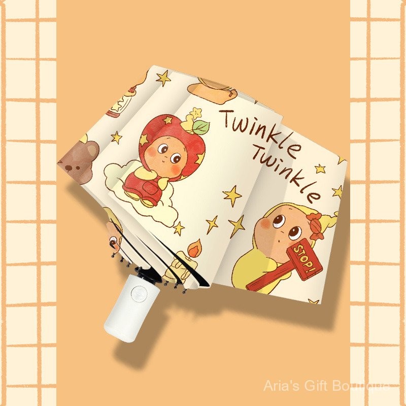 [Aria] Ô dù hình ngôi sao dễ thương, ô nắng vinyl bảo vệ khỏi nắng UV, ô dù tự động sử dụng kép
