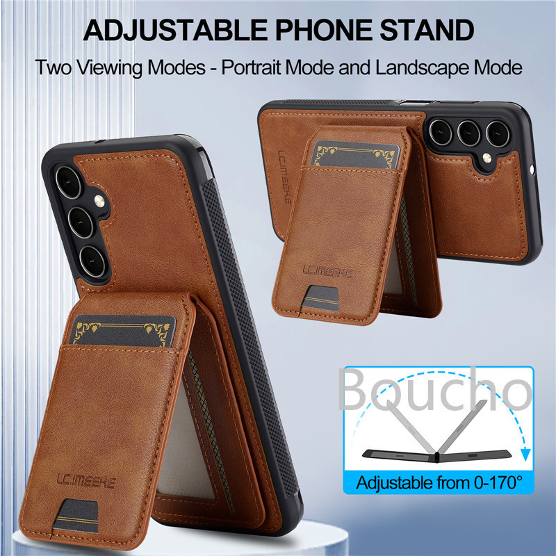 Ốp Điện Thoại Samsung Galaxy A16 A36 A56 A14 A34 A54 A15 A35 A55 A52s A53 4G 5G Da Chia Khe Cắm Thẻ Từ Tính Bao Da