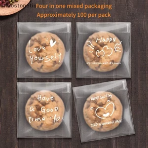 HA 100 Chiếc Happy Clear Túi Tự Dính Kẹo Bánh Quy Túi Tự Dính Quà Tặng Cá Nhân Bánh Ngọt Bánh Quy Bao Bì Túi n