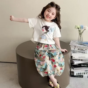 ​​Bộ đồ mỏng mùa hè cho bé gái Quần ngắn tay Bộ đồ hai mảnh loại A Mặc thường ngày 80-150​​Mã YJX0