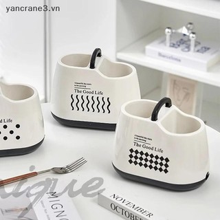 {YAN} Hộp đựng dao kéo dụng cụ nhà bếp với 2 ngăn Hộp đựng đồ dùng bằng bạc Đũa và thìa đựng đồ bằng phẳng {ya}