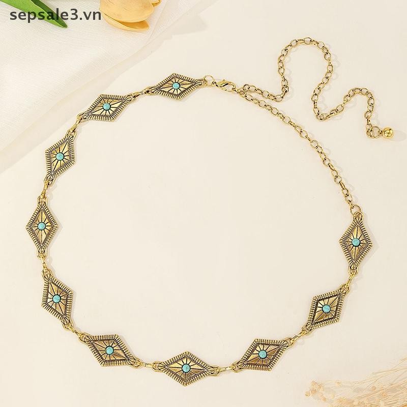 # sepsale # Retro Đa Năng Phong Cách Dân Tộc Kim Loại Bohemian Thắt Lưng Dây Xích Dành Cho Nữ Áo Len Thời Trang Dây Xích Thắt Lưng Phụ Kiện Trang Trí Cơ Thể.