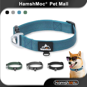 HamshMoc Vòng cổ chó phản quang có thể điều chỉnh mở rộng Vòng chữ D Nylon bền cho các giống vừa / lớn