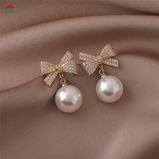 Thanh Lịch Nơ Tai Bông Tai Full Kim Cương Giả Và Bóng Đỏ Trang Trí Đồ Trang Sức Thời Trang Cho Tiệc Váy Du Lịch Tai Trang Trí