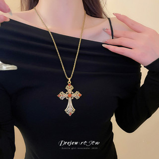 DREZEW Vòng cổ mặt dây chuyền chéo kim cương Châu Âu và Mỹ cổ điển cá tính chuỗi xương đòn nhẹ sang trọng trang trí vòng cổ cao cấp dành cho nữ