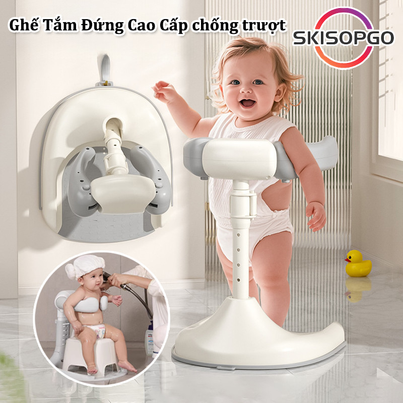Ghế Tắm Đứng Cao Cấp chống trượt 6in1, Điều Chỉnh Độ Cao, Đa Năng Tắm Gội, Cho Bé, tắm gội, thay bỉm, tập đứng