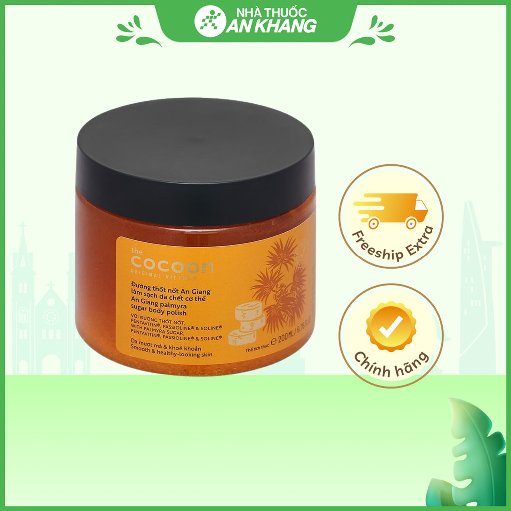 Tẩy tế bào chết Cocoon đường thốt nốt An Giang làm sạch da chết cơ thể hũ 200ml