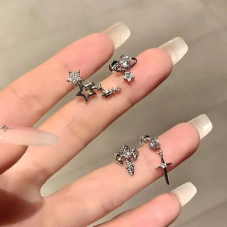 Bong Titan Hành Tinh Chữ Thập Nữ Bông Tai Khuyên Tai Xoắn Không Gây Dị Ứng Y Tế Thép Titan Chữ Thập Zircon Hành Tinh Mặt Bông Tai