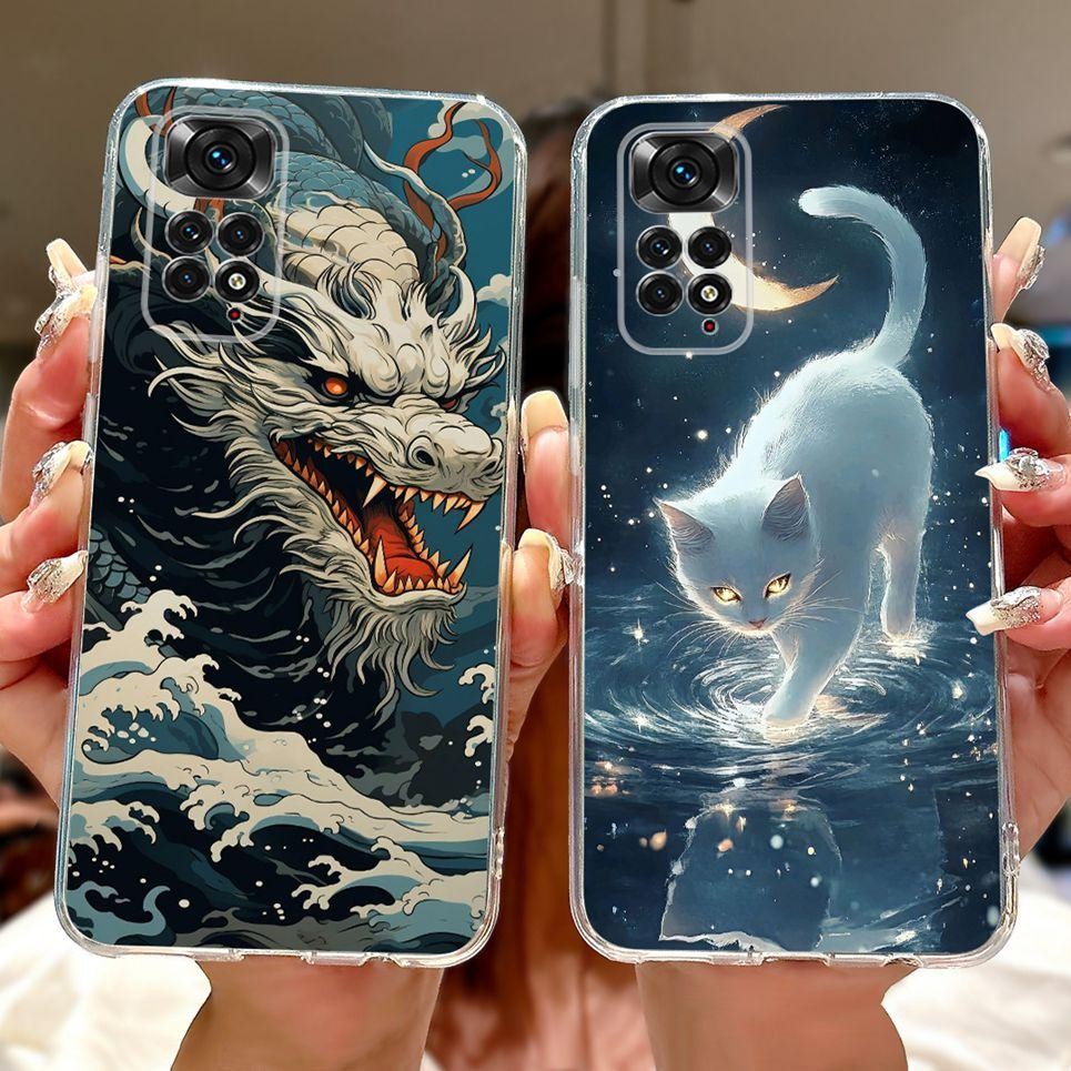Dành Cho Xiaomi Redmi Note 11 11s 11 Pro 4G 5G 11T Ốp Điện Thoại Rồng Mát Sư Tử Hổ Cá Koi Vỏ Tranh Trong Suốt Mềm TPU Silicon