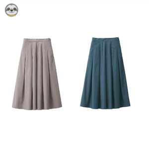 Phong cách Nhật Bản Phong cách Muji / Nữ Micro-Stretch Dây kéo Váy xếp ly dệt mật độ cao / Váy xếp ly mỏng hơn thông thường nhẹ nhàng