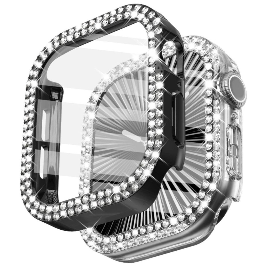 Ốp Bảo Vệ Ốp Lưng PC Kim Cương Giả Kim Cương Giả Cho Apple Watch Series11 / 10 42mm 46mm Ultra3 / 2 / 1 49mm 9 8 7 6 5 4 SE 45mm 41mm 40mm 44mm