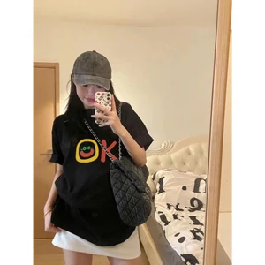 Áo phông thun cộc tay nam nữ dáng rộng phối chữ OK chất liệu cotton thoáng mát MT33 SP313