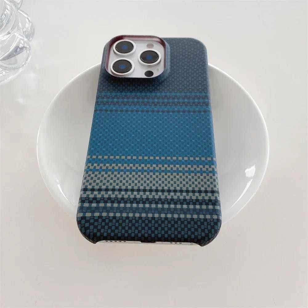 Dành Cho IPhone 16 15 14 13 12 Pro Max Kevlar Họa Tiết Ốp Lưng Điện Thoại 16 Plus Sợi Carbon Da Không Biên Giới Vỏ Bảo Vệ