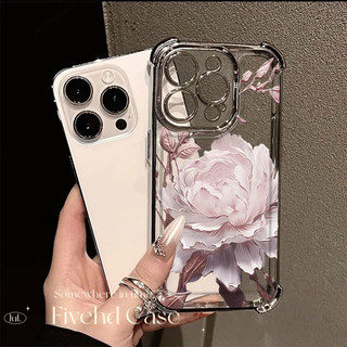 Ins Hàn Quốc Cool Sober Flower Vỏ Mạ Sang Trọng Cho IPhone 16 11 12 13 14 15 16E Pro Xs Max X Xr 7 8 Plus SE Vỏ Điện Thoại TPU Mềm Chống Rơi Ốp Lưng Chống Sốc