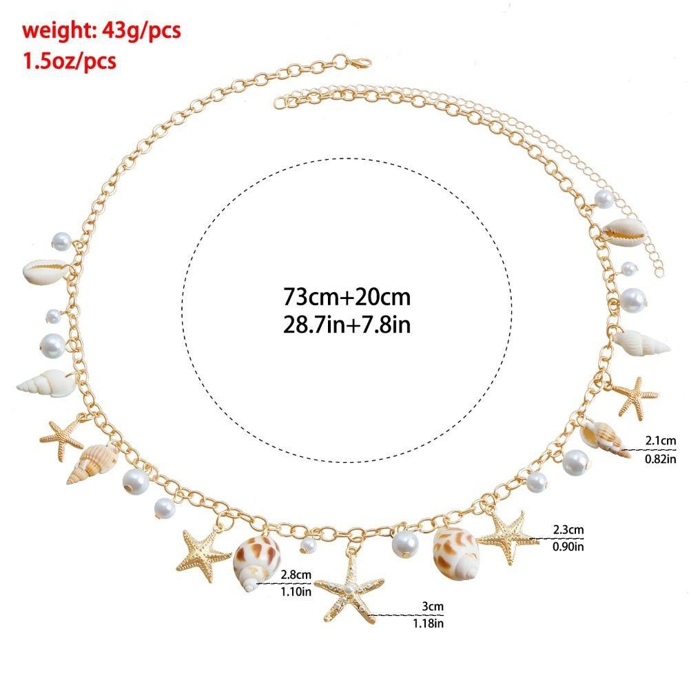 RTJIFSS Dây Xích Eo, Bohemian Sao Biển Vỏ Mặt Dây Chuyền Cơ Thể, Hợp Kim Thời Trang Giả Đi Biển Bikini Vỏ Eo Liên Kết Cho Nữ