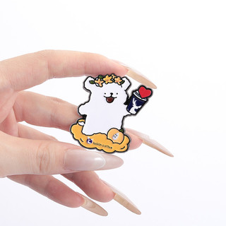 Luckyin Cà Phê Men Trâm Bơ Gấu Con Chó Con Pin Hoạt Hình Dễ Thương Huy Hiệu Kim Loại Ba Lô Phụ Kiện Quà Tặng Cho Bạn Bè