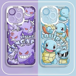 Anime Pokemon Ốp Lưng Cho IPhone 16E 16 15 Pro Max Plus 11 ProMax SE4 Vỏ Gengar Pikachu Charizard Squirtle Bulbasaur Hoạt Hình Mềm Mại Dễ Thương Trong Suốt Chống Sốc