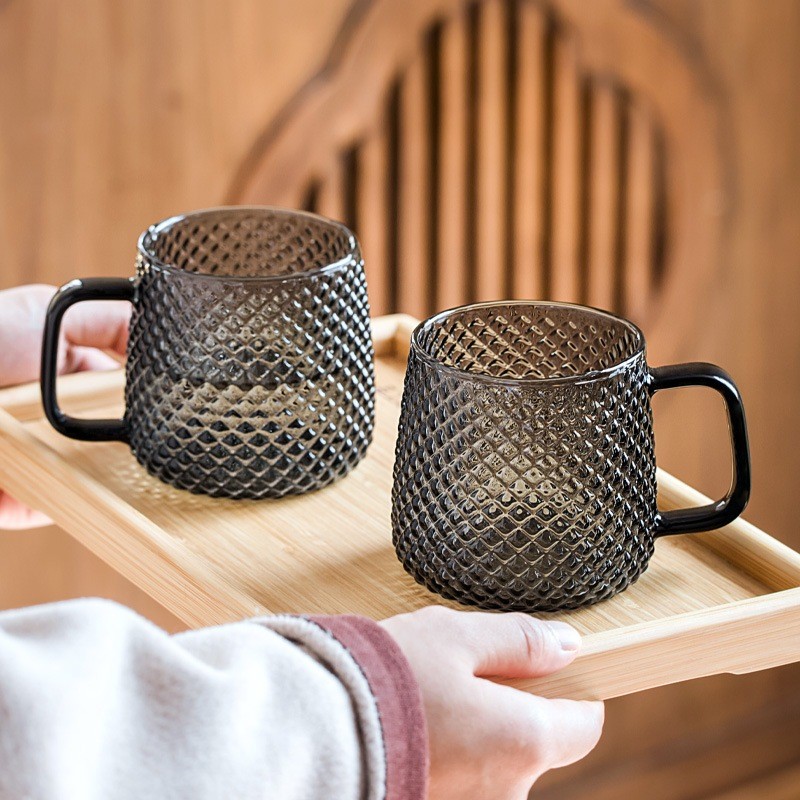 Ly, Cốc Thủy Tinh Họa Tiết Vẩy Cá Dùng Uống Trà Cà Phê Decor Quán Cà Phê, Phòng Khách