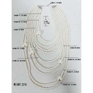 Vòng cổ ngọc trai cao cấp thời trang, dây chuyền áo len dài, bộ dây xích cơ thể