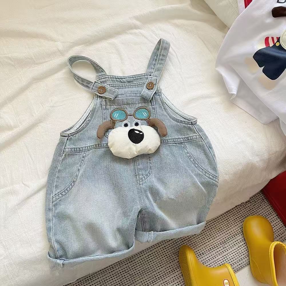 Quần yếm ngắn tay Bộ đồ trẻ em Quần áo trẻ em Quần áo trẻ em Bộ đồ hai mảnh Denim 6.17