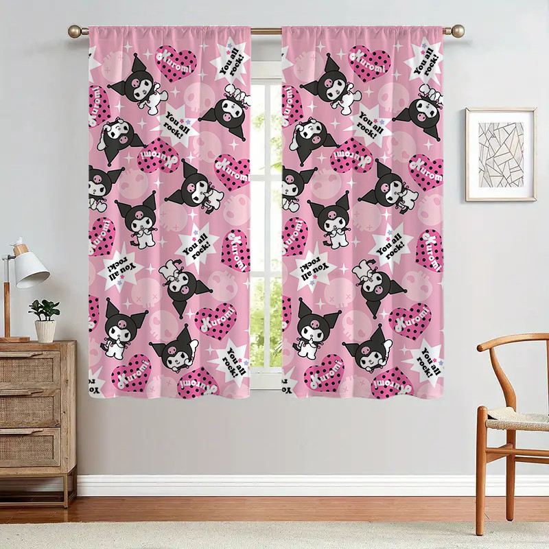 Rèm Kuromi Hoạt Hình, Thích Hợp Cho Phòng Khách, Phòng Ngủ, Máy Có Thể Giặt Màn Polyester 1PC