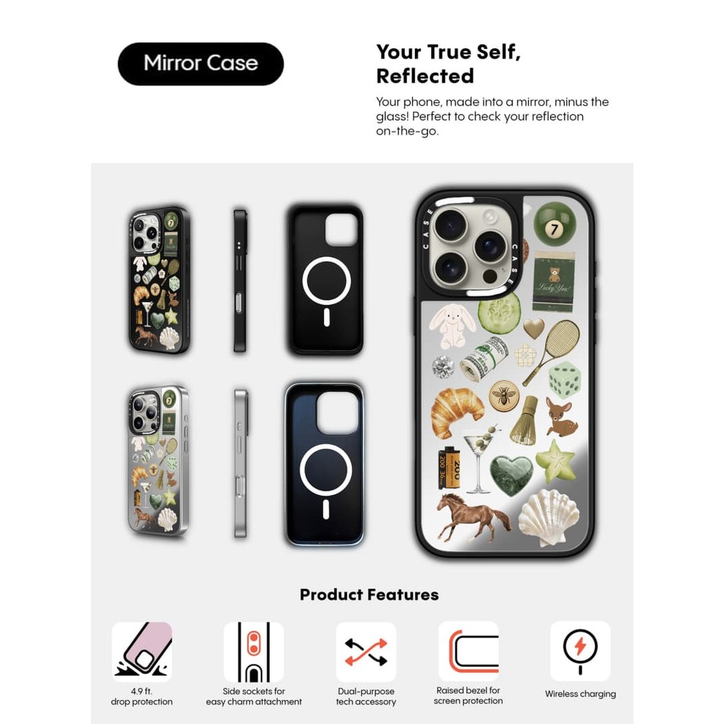 CASECASE X Lucky Croissant Ốp lưng nam châm hút từ tính Vỏ iPhone iPhone 16 15 14 13 12 Pro Max Plus Ốp lưng cứng có hộp khắc logo
