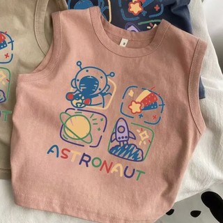 Áo vest không tay cotton dễ thương cho bé trai và bé gái mùa hè, áo phông in hoạt hình