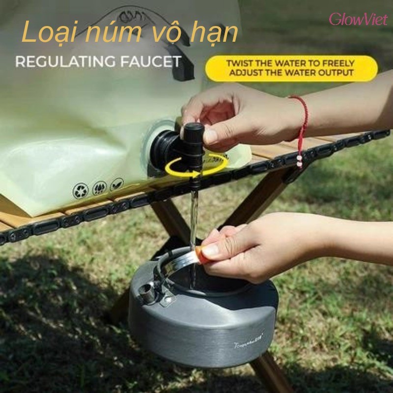 Túi đựng nước gấp 8L,Gấp Gọn 3 Giây,Dùng Cho Cắm Trại/Leo Núi/Đựng Bia, Thiết Kế Quai Xách Chắc Chắn