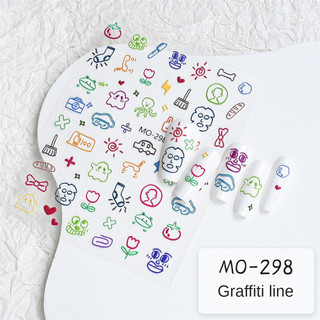 Miếng dán móng tay nghệ thuật vẽ graffiti dopamine miếng dán nhiều màu sắc lập thể 5D Dòng hoạt hình dụng cụ trang trí móng tay cho tiệm làm móng