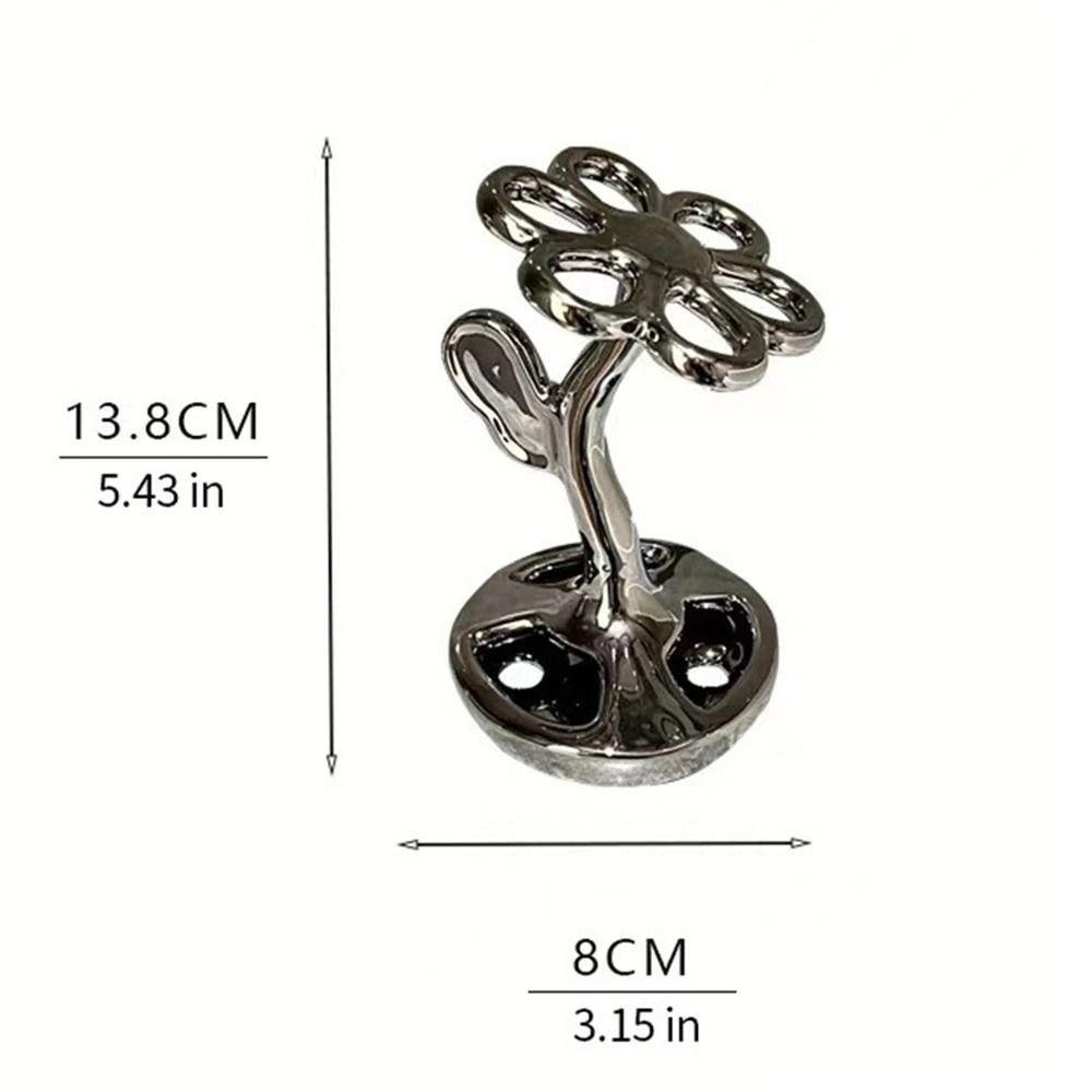 PWSSEND Giá đỡ bàn chải đánh răng, Giá đựng bàn chải đánh răng hình hoa bằng gốm, Sáng tạo chống ẩm 6 khe cắm Dễ dàng làm sạch Giá đựng đồ trong phòng tắm Đồ dùng phòng tắm
