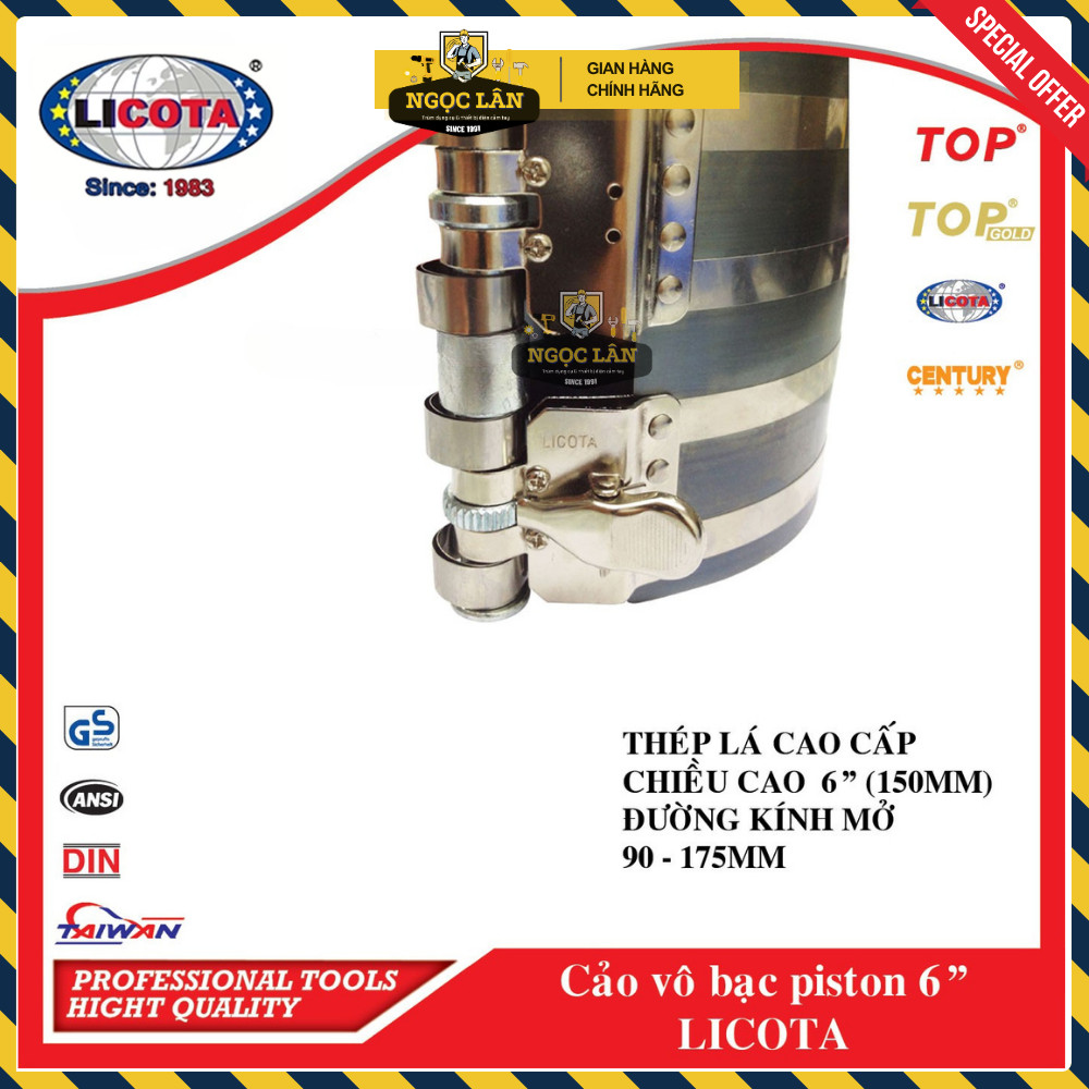 [Chính hãng] Cảo nén bạc, vô bạc Piston 6" (150mm) Licota ATA-0238 hàng Đài Loan cao cấp
