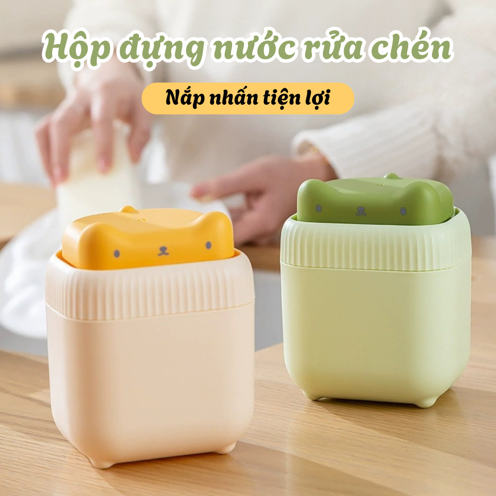 Hộp Đựng Nước Rửa Chén Bát Mèo Con Dạng Nhấn Tiện Lợi - Nhả Nước Rửa Bát Tự Động, Bình Chiết Nước Rửa Tay