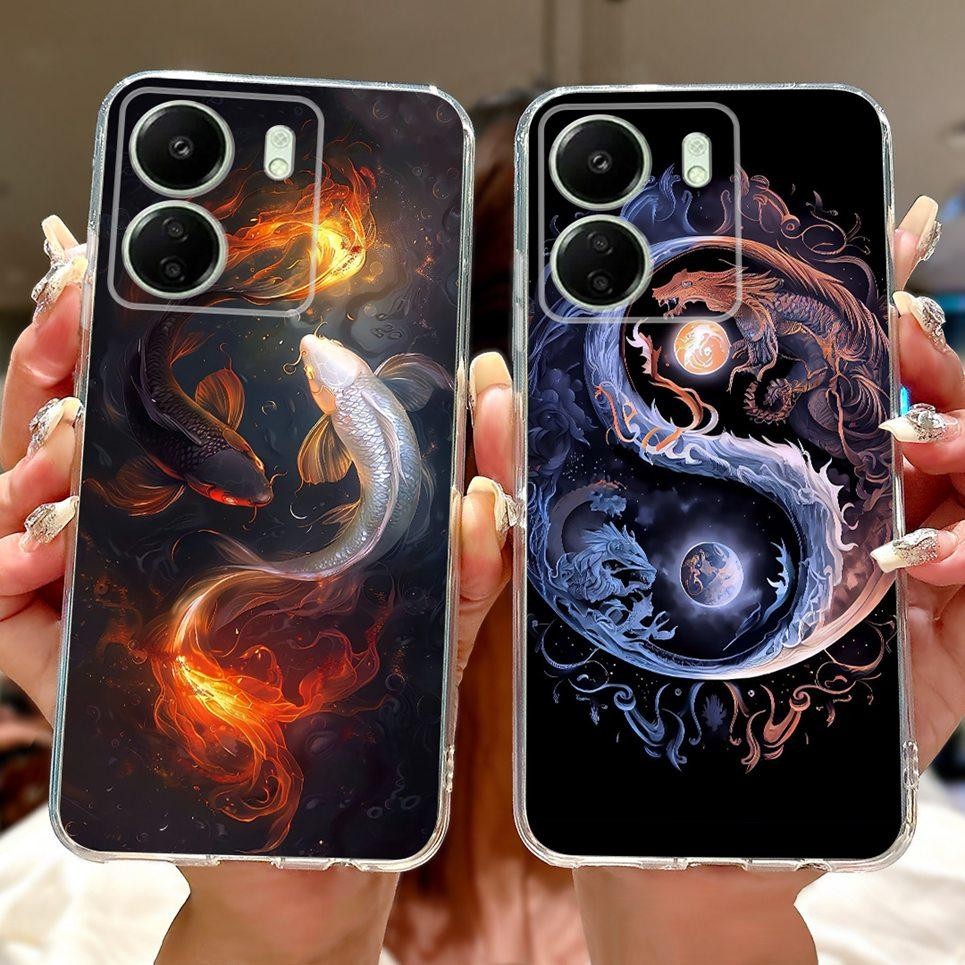 Dành Cho Xiaomi Redmi 13 13C 13R / Poco C65 Ốp Điện Thoại Rồng Mát Sư Tử Hổ Cá Koi Vỏ Tranh Trong Suốt Mềm TPU Vỏ Silicon