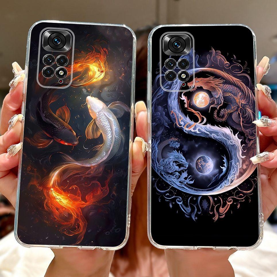 Dành Cho Xiaomi Redmi Note 11 11s 11 Pro 4G 5G 11T Ốp Điện Thoại Rồng Mát Sư Tử Hổ Cá Koi Vỏ Tranh Trong Suốt Mềm TPU Silicon